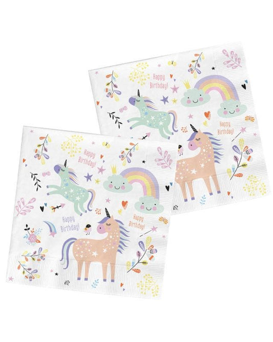 Unicorns & Rainbows Paper Napkins - 33cm (20pk)