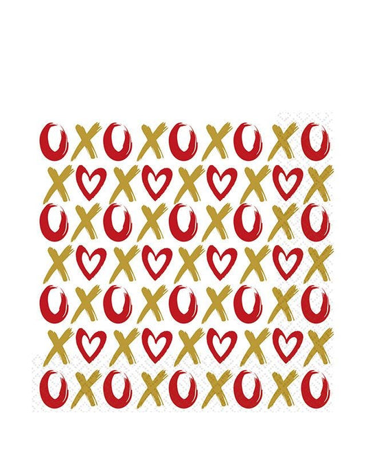 Valentines XOXOX Paper Napkins 33cm (16pk)