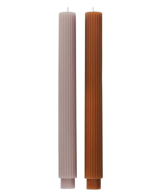 Neutral Ribbed Candles (2pk)