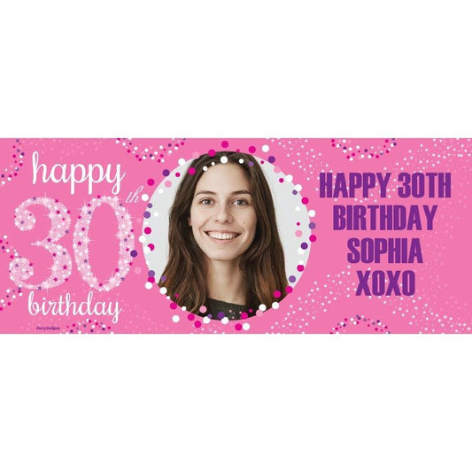 30th Birthday Pink Celebration Personalised Banner