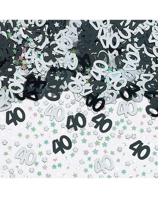 40th Birthday Black & Silver Confetti - 14g