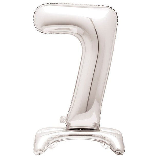 Number 7 Silver Shaped Standing Balloon - 30" Foil