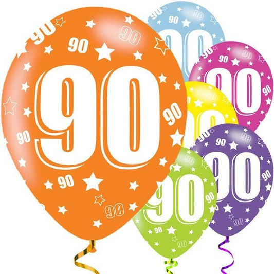 90th Birthday Assorted Balloons - 11'' Latex (6pk)