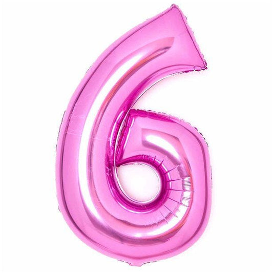 Number 6 Pink Foil Balloon - 34"