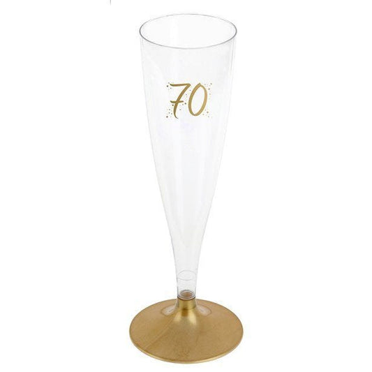70th Gold Champagne Flutes - 140ml (6pk)