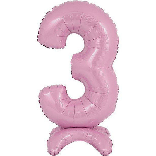 Number 3 Standing Pastel Pink Balloon - 25" Foil
