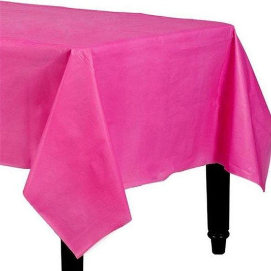 Hot Pink Plastic Table Cover - 1.4m x 2.8m