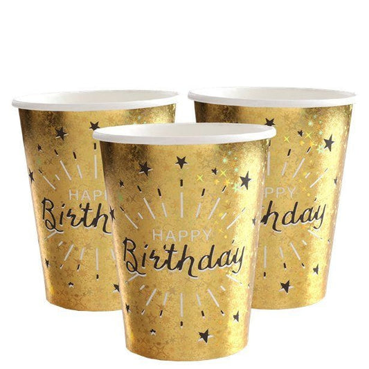 Sparkling Gold Paper Cups - 270ml (10pk)