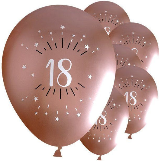 Sparkling Rose Gold 18th Latex Balloons - 12" (6pk)