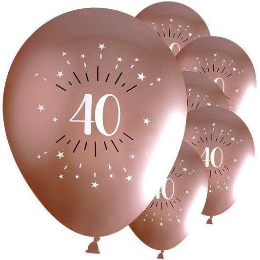 Sparkling Rose Gold 40th Latex Balloons - 12" (6pk)