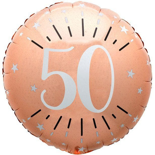 Sparkling Rose Gold 50th Foil Balloon - 18"