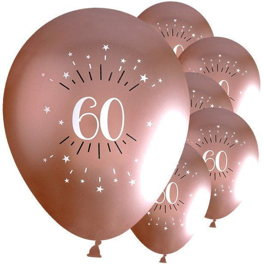 Sparkling Rose Gold 60th Latex Balloons - 12" (6pk)