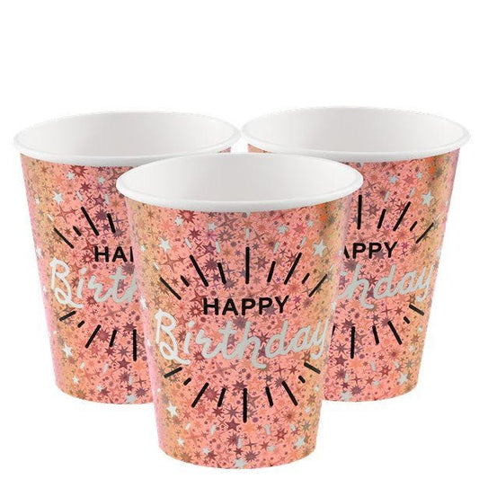 Sparkling Rose Gold Paper Cups - 270ml (10pk)