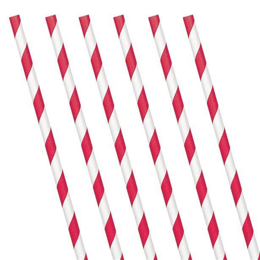 Red Stripe Paper Straws (24pk)