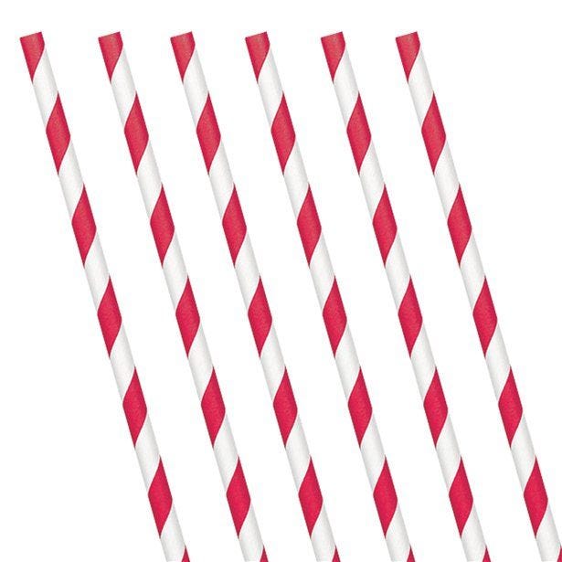 Red Stripe Paper Straws (24pk)