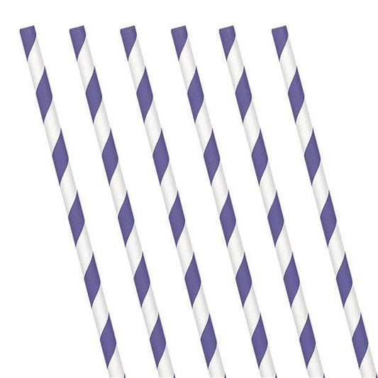 Purple Stripe Paper Straws (24pk)