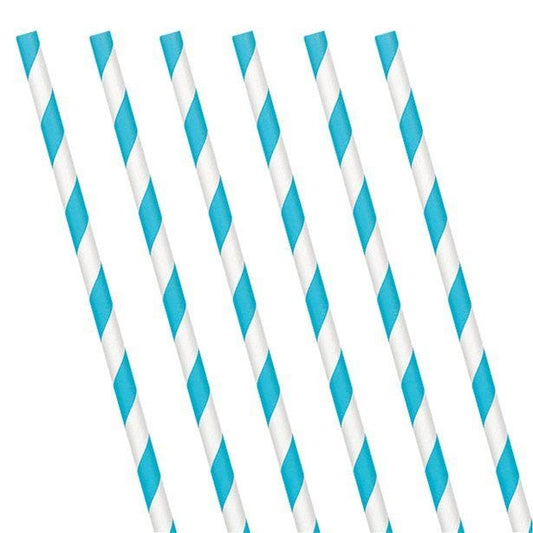 Turquoise Stripe Paper Straws (24pk)