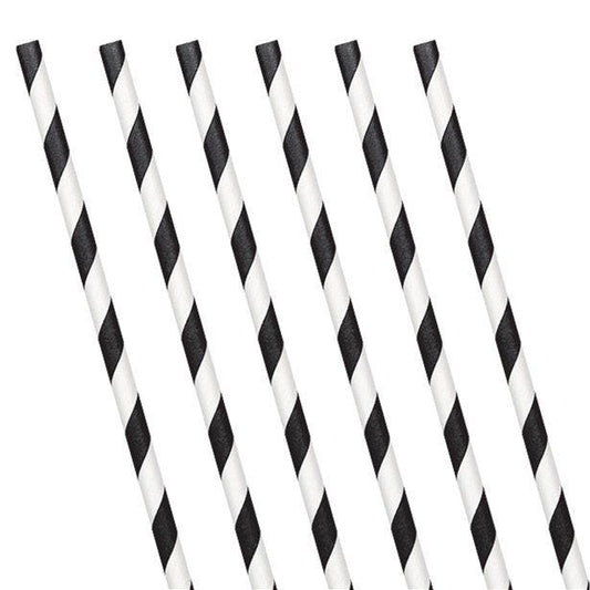Black Stripe Paper Straws (24pk)