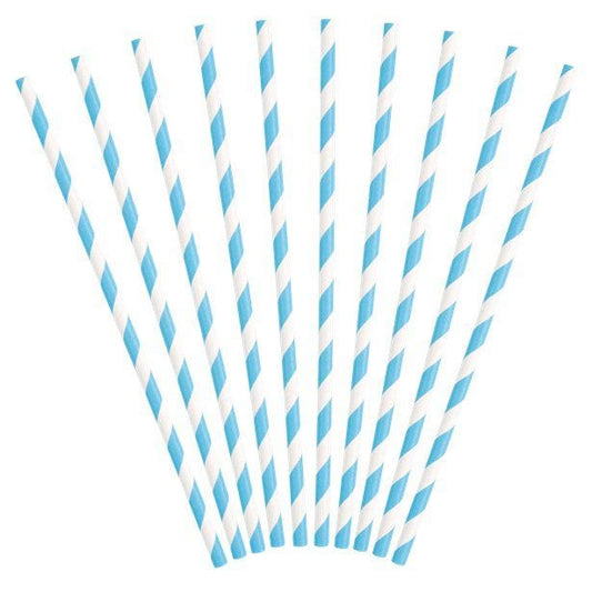Baby Blue Stripe Paper Straws (10pk)