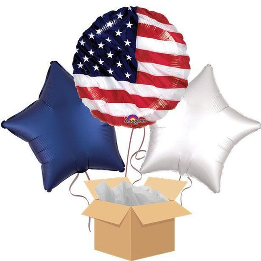 USA Flag Balloon Bouquet - Delivered Inflated