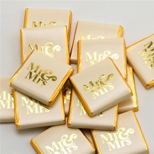 Gold 'Mr & Mrs' Chocolate Neapolitans x50