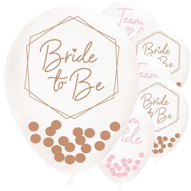 Team Bride Confetti Balloons - 12" Latex (6pk)