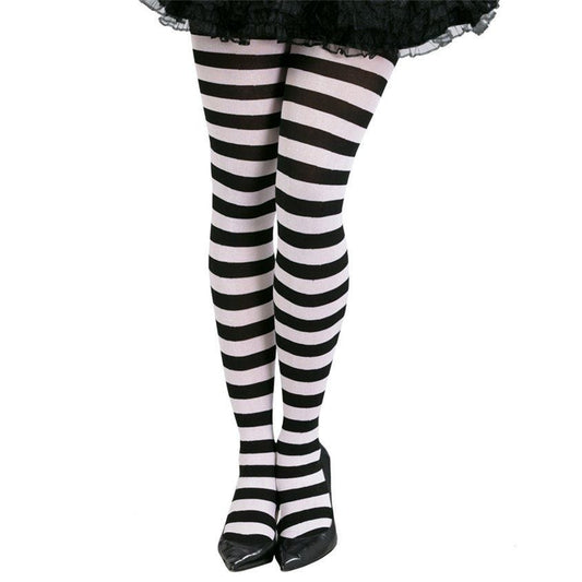 Black & White Striped Tights - Adult One Size