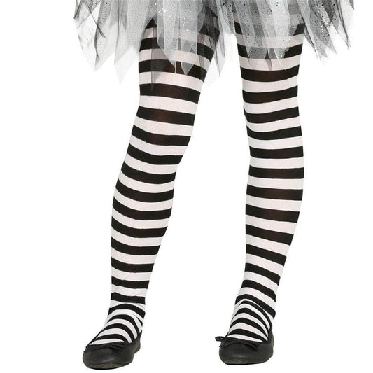Black & White Striped Tights - Child One Size