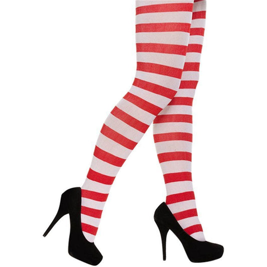 Red & White Striped Tights - Adult One Size