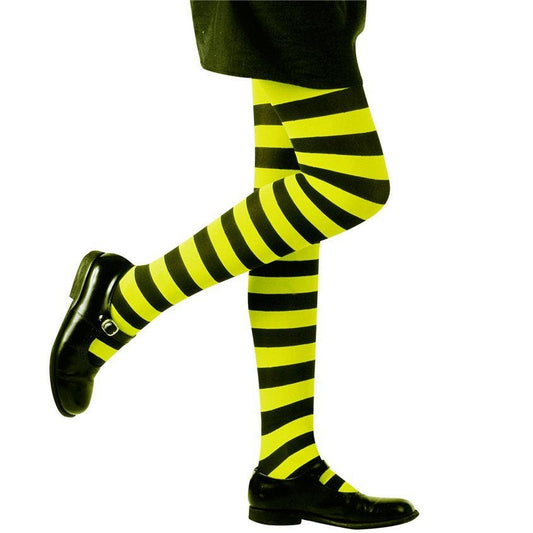 Black & Green Striped Tights - Child 4-6 Years