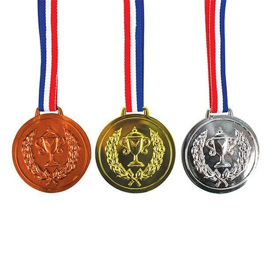 Gold, Silver & Bronze Plastic Medals - 80cm (3pk)