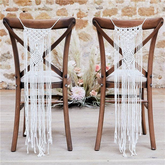 A Touch Of Pampas White Macrame Chair Decorations (2pk)