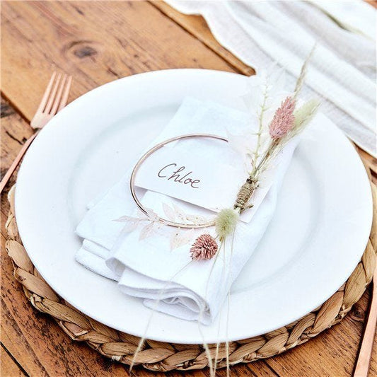 A Touch Of Pampas Rose Gold Metal Hoops & Place Cards (4pk)
