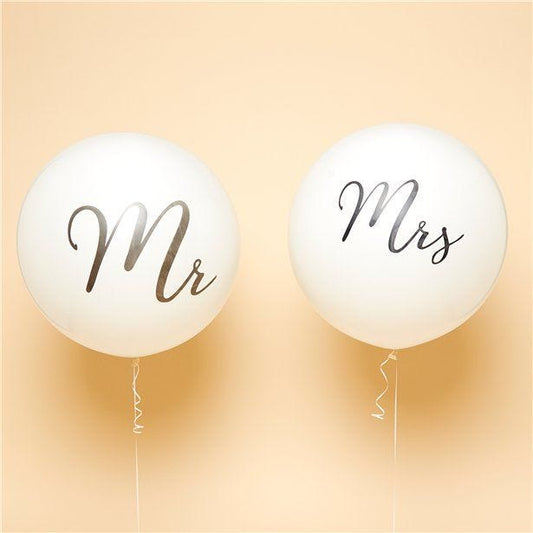 Mr & Mrs Black Giant Latex Balloons - 36" (2pk)