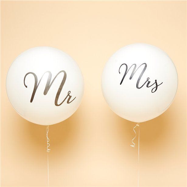 Mr & Mrs Black Giant Latex Balloons - 36" (2pk)