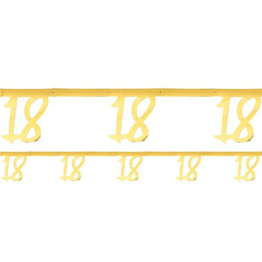 White & Gold Sparkle 18th Bunting - 2.5m