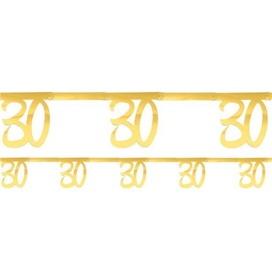 White & Gold Sparkle 30th Bunting - 2.5m