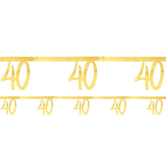 White & Gold Sparkle 40th Bunting - 2.5m
