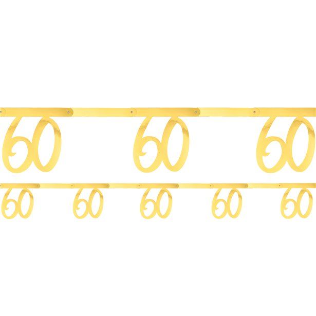White & Gold Sparkle 60th Bunting - 2.5m