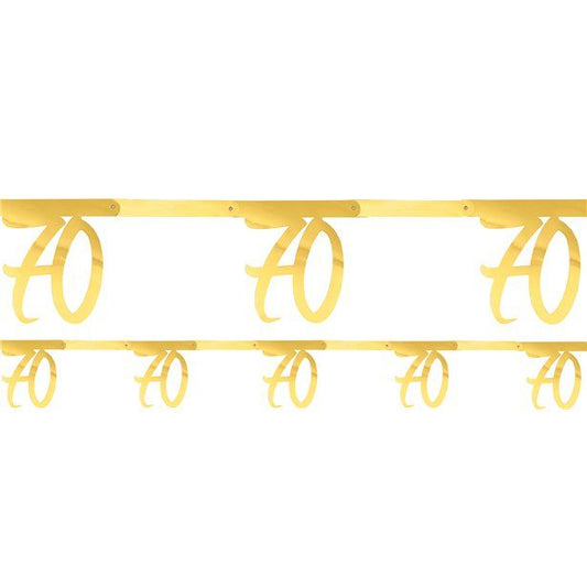 White & Gold Sparkle 70th Bunting - 2.5m