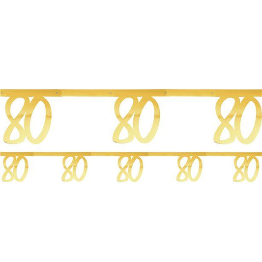 White & Gold Sparkle 80th Bunting - 2.5m