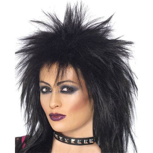 80s Black Rock Diva Wig
