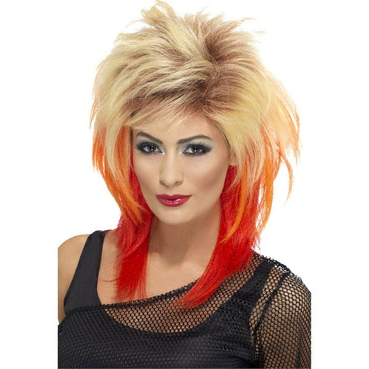 80s Red & Blonde Mullet Wig