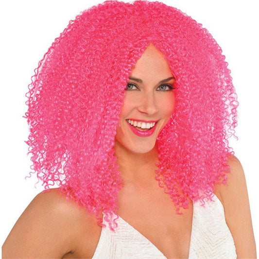 Pink Crimped Wig