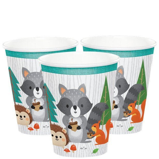 Woodland Animals Paper Cups - 256ml (8pk)