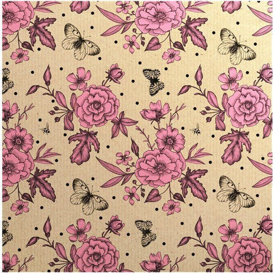 Pink Roses Sheet of Eco Gift Wrap - 50cm x 70cm
