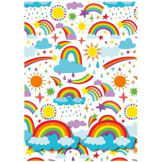 Rainbow Wrapping Paper - 2 Sheets (50cm x 70cm) with Tags