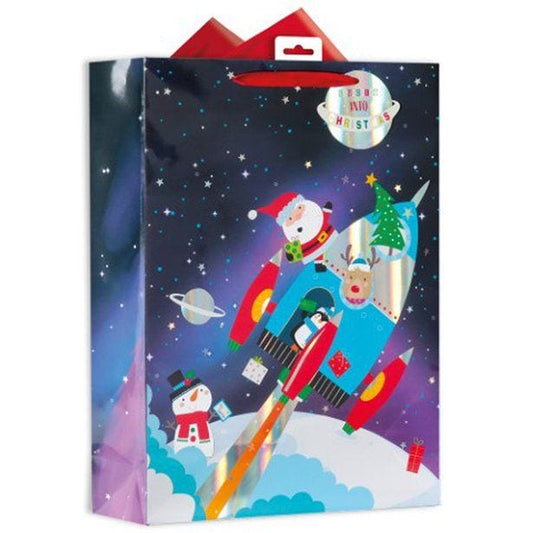 Spaceship Santa Gift Bag - Extra Large