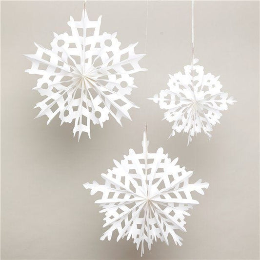 Paper Snowflake Hanging Fans - 30-40cm (3pk)