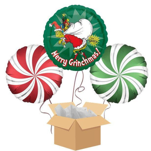 Grinch Christmas Balloon Bouquet - Delivered Inflated